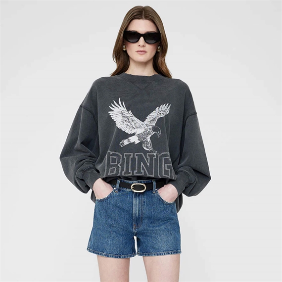 Anine Bing Alto Sweatshirt Retro Eagle, Washed Black